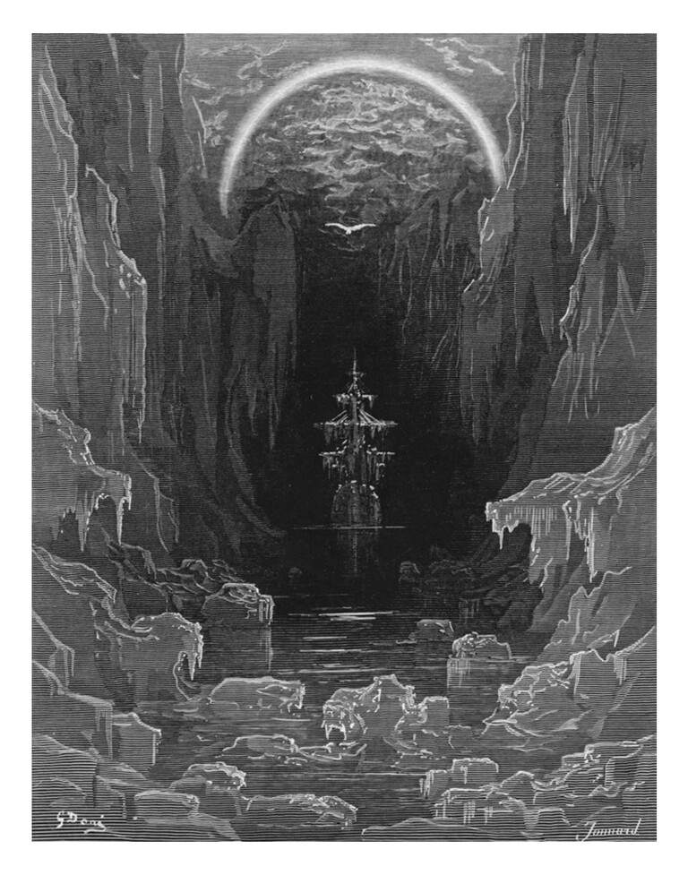 The appearance of the albatross to lead the marooned ship out of the frozen  seas of Antartica, scene from 'The Rime of the Ancient Mariner' by S.T.  Coleridge, by S.T. Coleridge, published