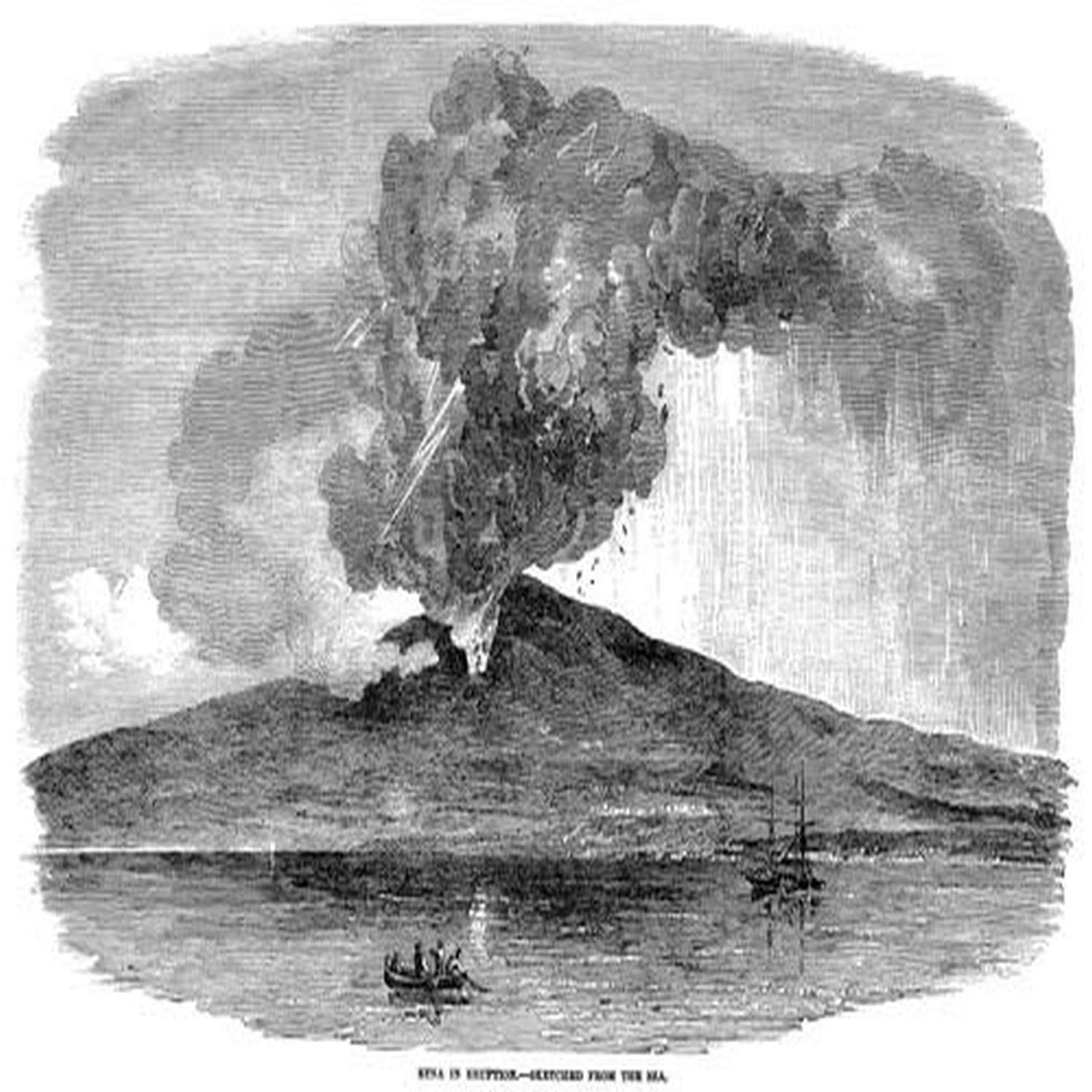 Amazon.com: Volcano Etna 1852 Netna In Eruption Sketched From The Sea Wood  Engraving 1852 Poster Print by (24 x 36): Posters & Prints