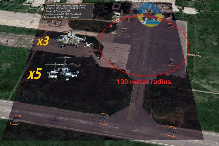 Satellite imagery, Russian rotary wing airbase, Luhansk Oblast.