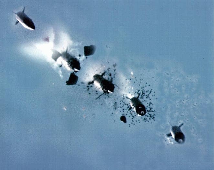 A composite image of ATACMS releasing its deadly payload of bomblets. (US Army)