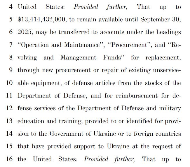 Ukraine replacement fund. National Security Act, 2024.
