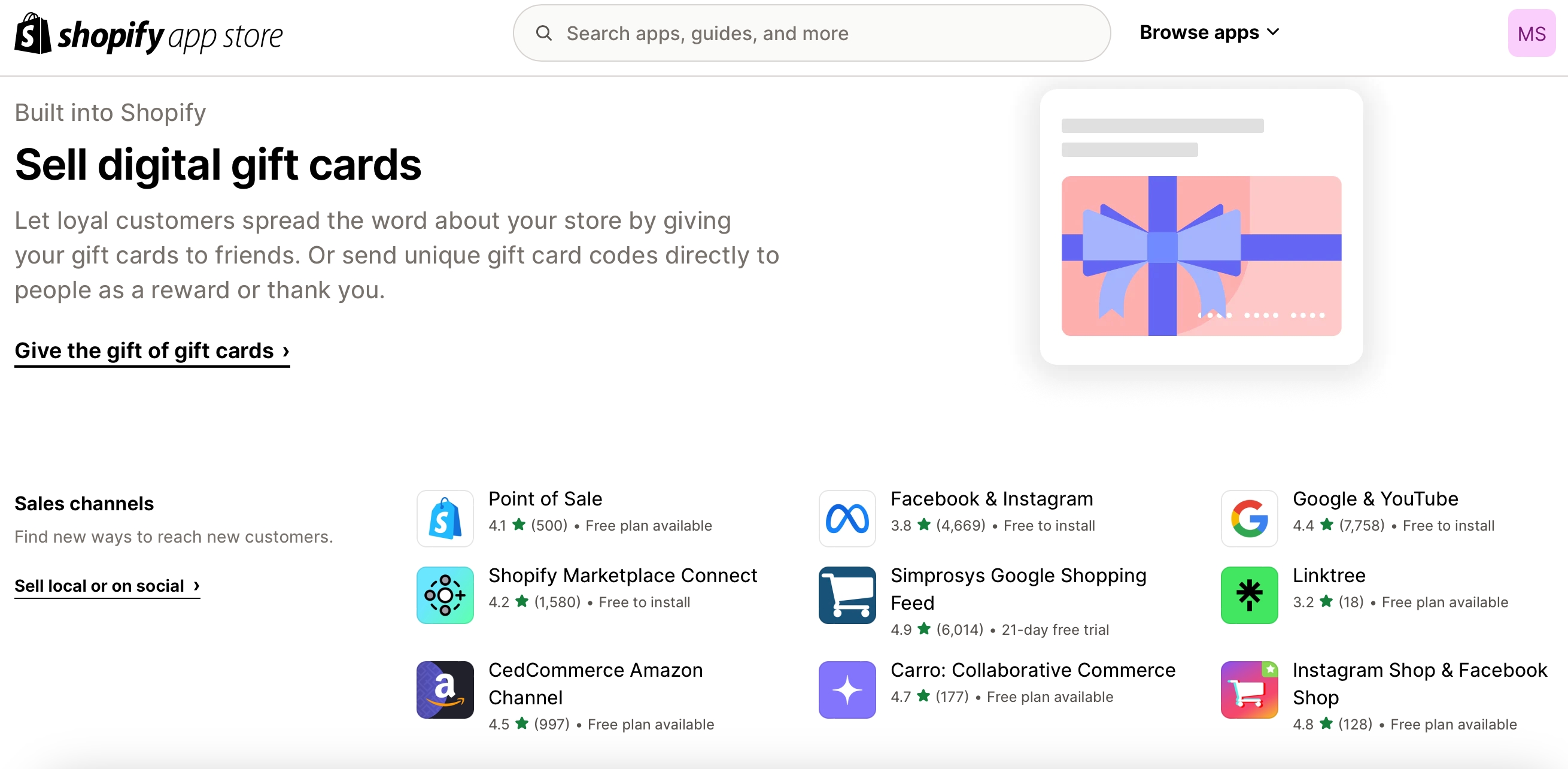 Shopify app store