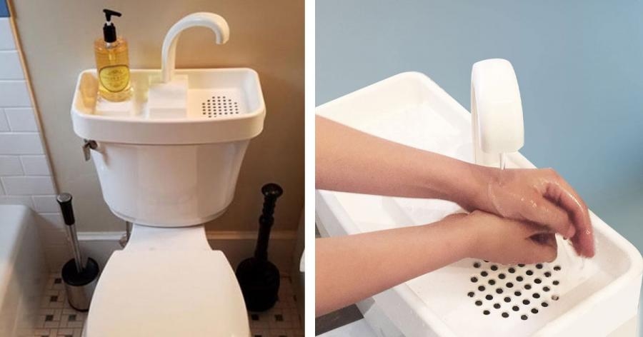 This Toilet Sink Attachment Reuses Faucet Water In The Toilet To Save Water