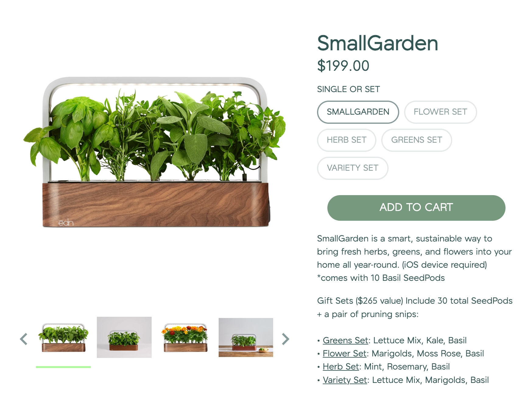 Small garden growing container product page.