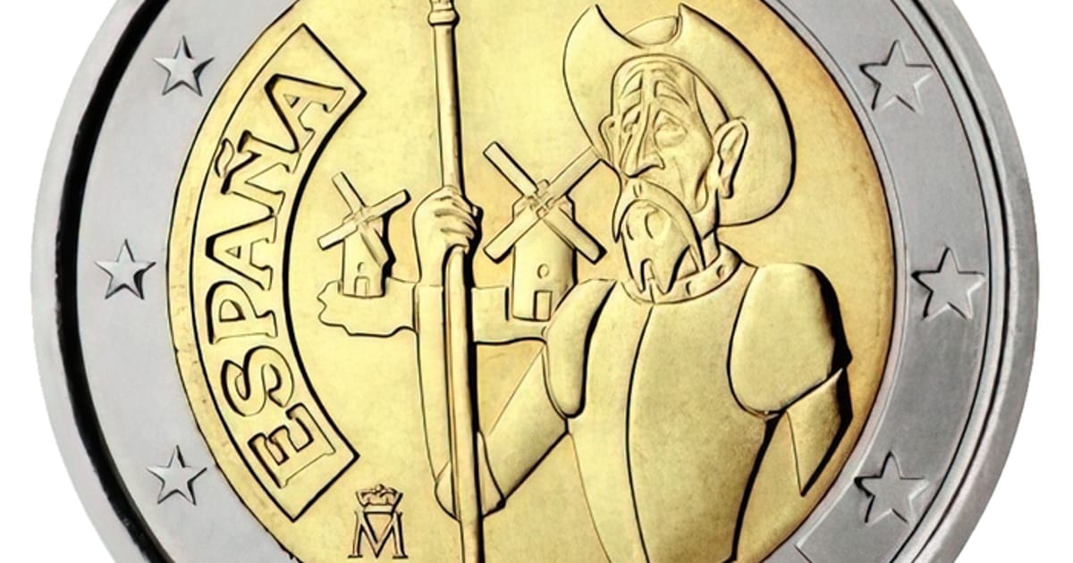 Пам'ятна монета 2 євро 2005 року, Іспанія🇪🇸 (Дон Кіхот) - World of Mintage на we.ua