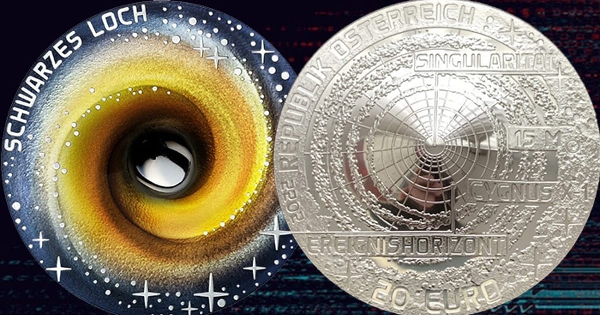 Колекційна монета €20 Австрія - Серія Незвіданий Всесвіт - Чорна діра - World of Mintage на we.ua