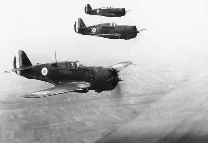 Патрульні літаки Королівських ВПС Великої Британії в польоті над невідомим місцем, 18 червня 1940 року, під час Другої світової війни.