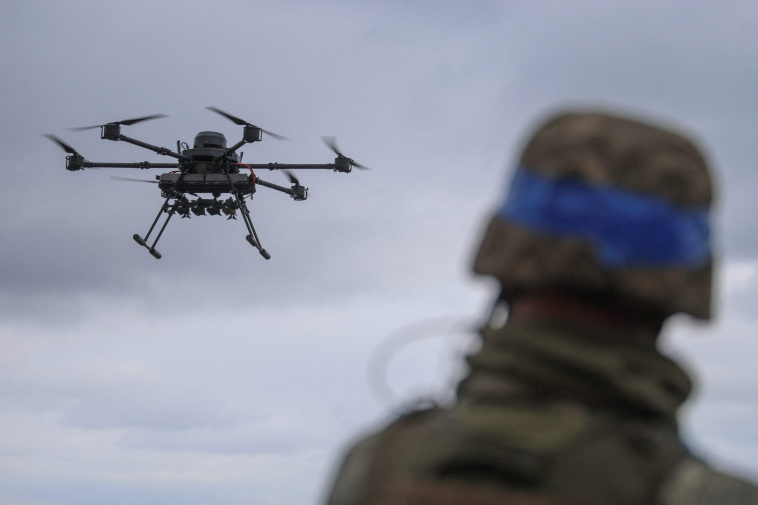 Photo: A Ukrainian serviceman of the 25th Airborne Brigade looks at a Vampire, a heavy unmanned aerial vehicle, during its flight near a front line, amid Russia's attack on Ukraine, in Donetsk region, Ukraine April 5, 2025. Credit: REUTERS/Oleksandr Ratushniak