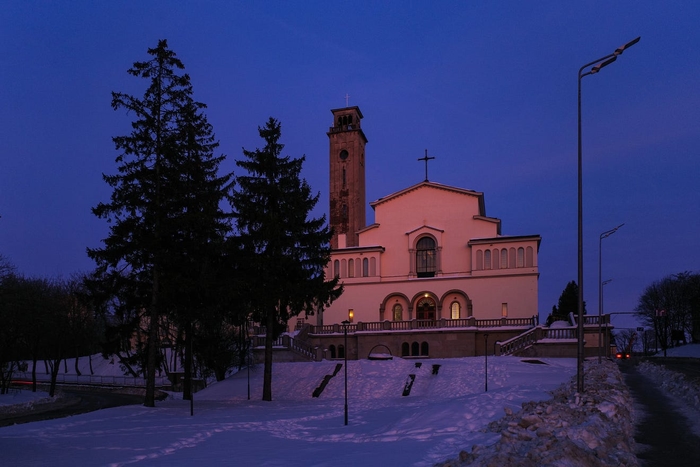 Church of the Intercession during the sunset in winter.