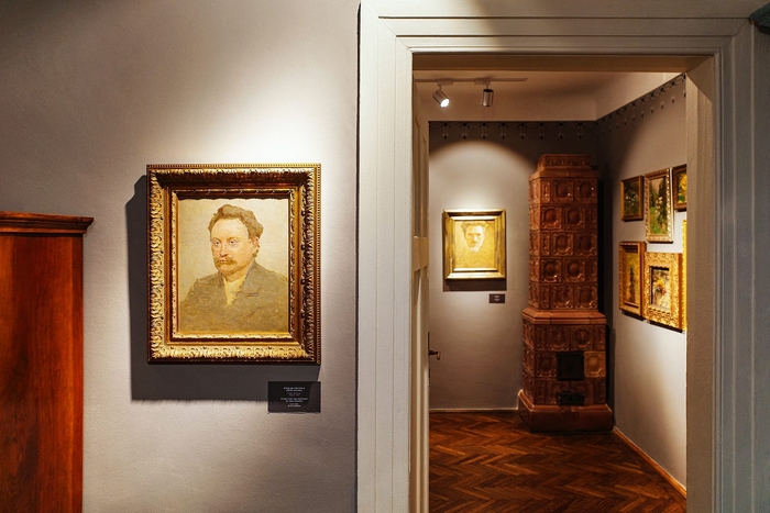 The portrait of Ivan Franko in the foreground and Ivan Trush’s self-portrait in the other room.