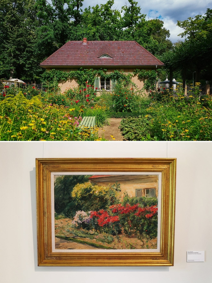 The kitchen garden view vs. the painting “Gardener’s Cottage” (1926).