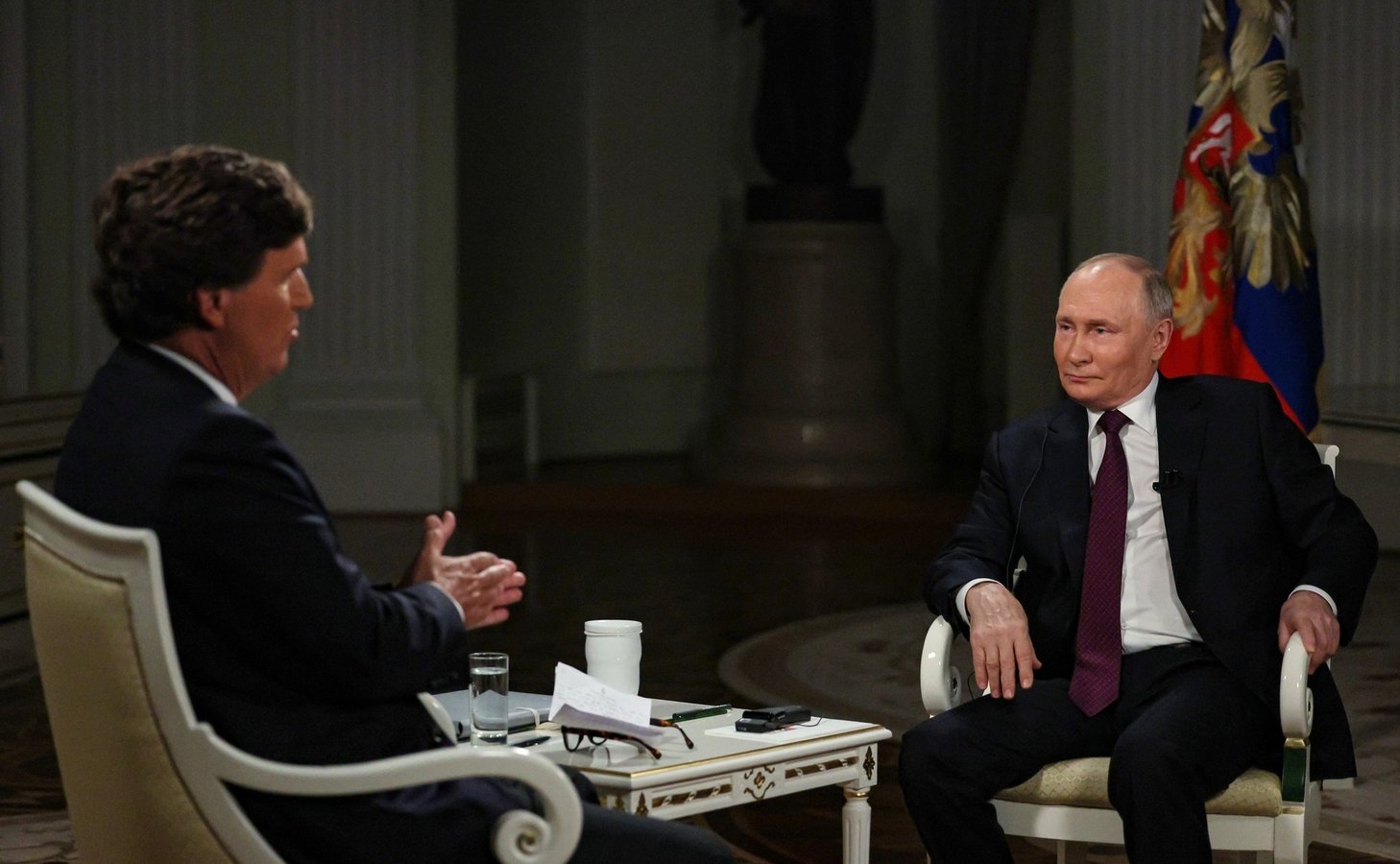 Володимир Путін дає інтерв'ю Такеру Карлсону, Москва, 6 лютого 2024Фото: wikipedia.org
