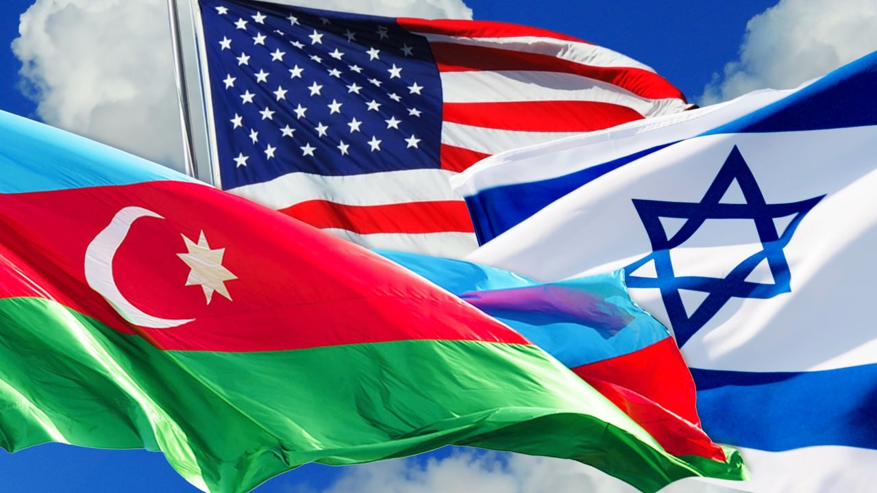 U.S., Israeli and Azerbaijani flags (AI generated)