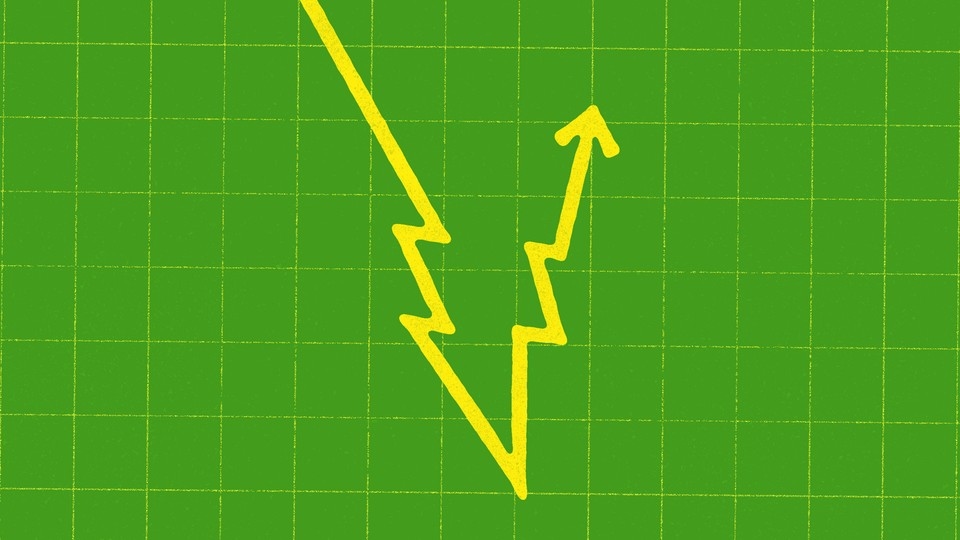 Illustration of a line graph in the shape of a lightning bolt