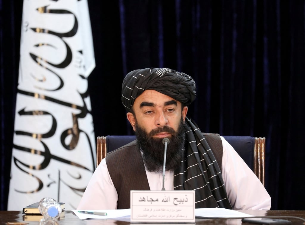 Taliban spokesman Zabihullah Mujahid during a news conference in Kabul, Afghanistan, in 2021. Photo: Reuters