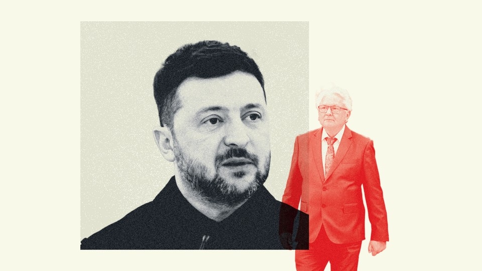 A collage of Volodymyr Zelensky and Armin Papperger
