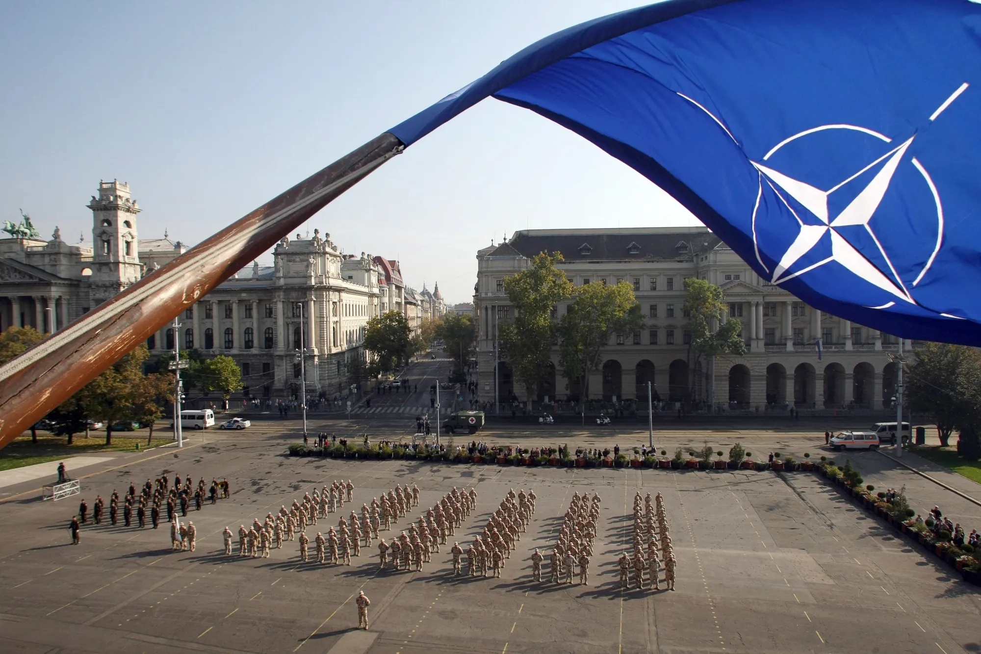 Hungarian NATO soldiers&nbsp;at iconic Kossuth Square in Budapest.