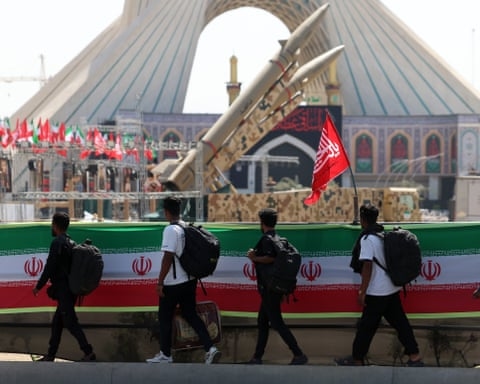 Iranian missiles on display at the Azadi square in Tehran