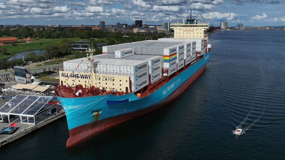 Підпис до зображення,Laura Maersk вирушила з Азії до Європи у вересні на метанолі