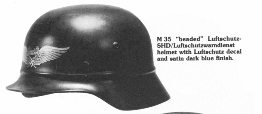 M35 з бортиком та емлемою Luftschutz та пофарбований в темно синій колір