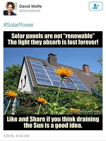 Did David 'Avocado' Wolfe Post a Meme About Solar Panels Draining Light  from the Sun? | Solar, Solar panels, Roof solar panel
