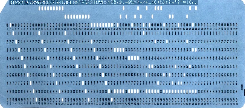 An IBM punch cardPublic domain, via Wikimedia Commons