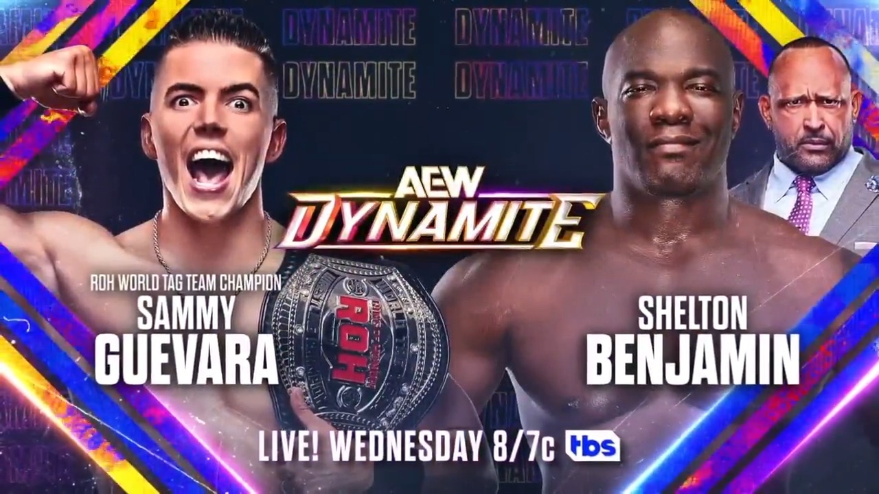 All Elite Wrestling on X: "Sammy Guevara vs. Shelton Benjamin After  @sammyguevara made the challenge on #AEWCollision, he will now face  @SheltyB803 on #AEWDynamite THIS WEDNESDAY LIVE from the @Maverik_Center in  Salt