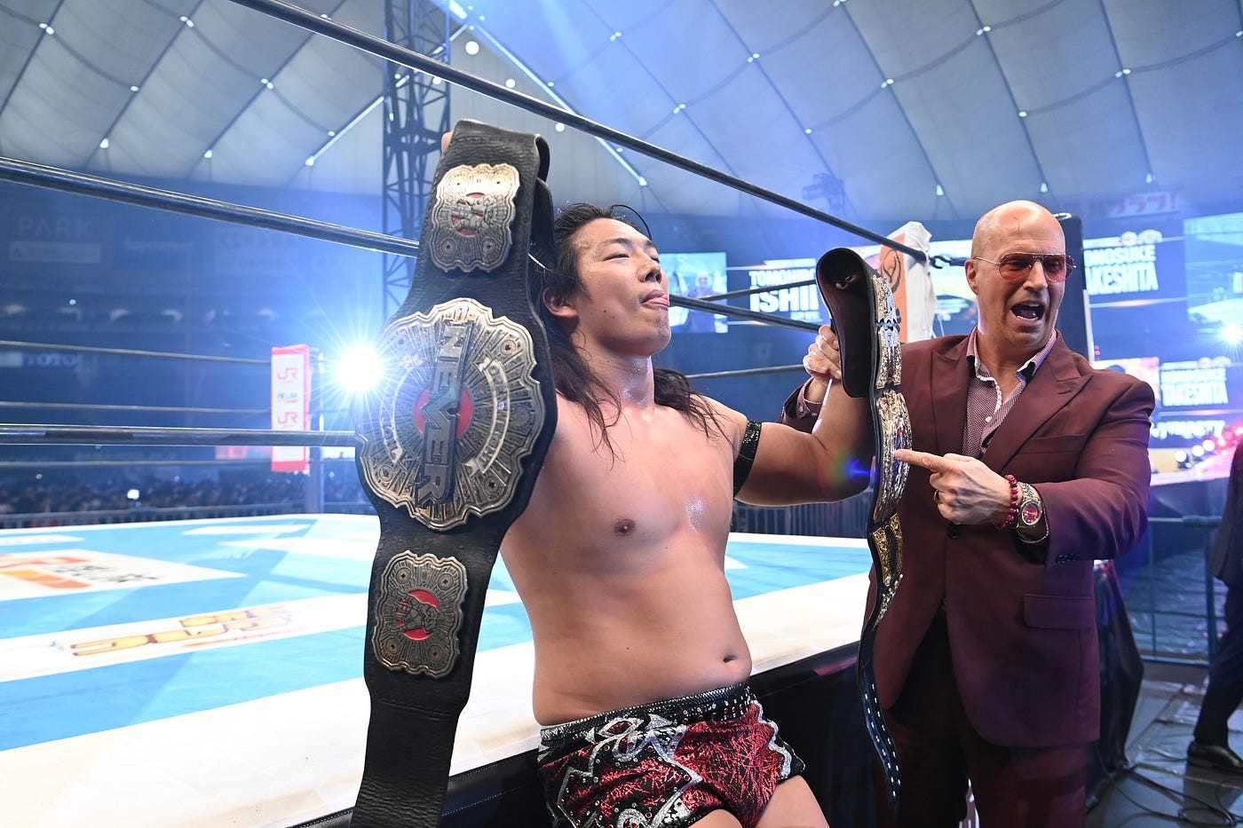 Konosuke Takeshita Retains Double Gold at Wrestle Dynasty | by New Japan  Pro-Wrestling | Jan, 2025 | NJPW Global