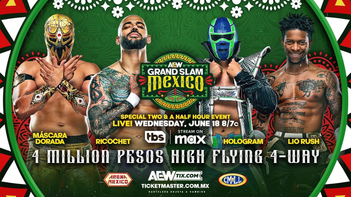 Mascara Dorada vs. Ricochet vs. Hologram vs. Lio Rush in 4 Million Pesos High Flying Four-way Match Set for AEW Grand Slam Mexico – TPWW