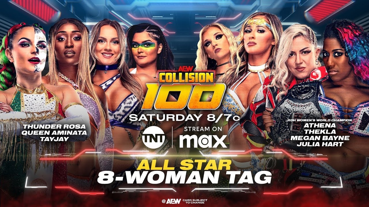WWE 2K25 Rosa, Aminata & TayJay Vs. Athena, Thekla, Bayne & Hart - AEW Collision 100 7/5/25