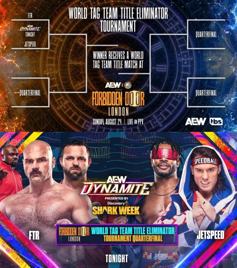 Drainmaker on X: "BREAKING: A brand new AEW World Tag Team Championship  Eliminator Tournament is starting tonight to crown #1 Contenders for  Forbidden Door PPV! FTR VS JETSPEED IS THE FIRST QUARTERFINAL