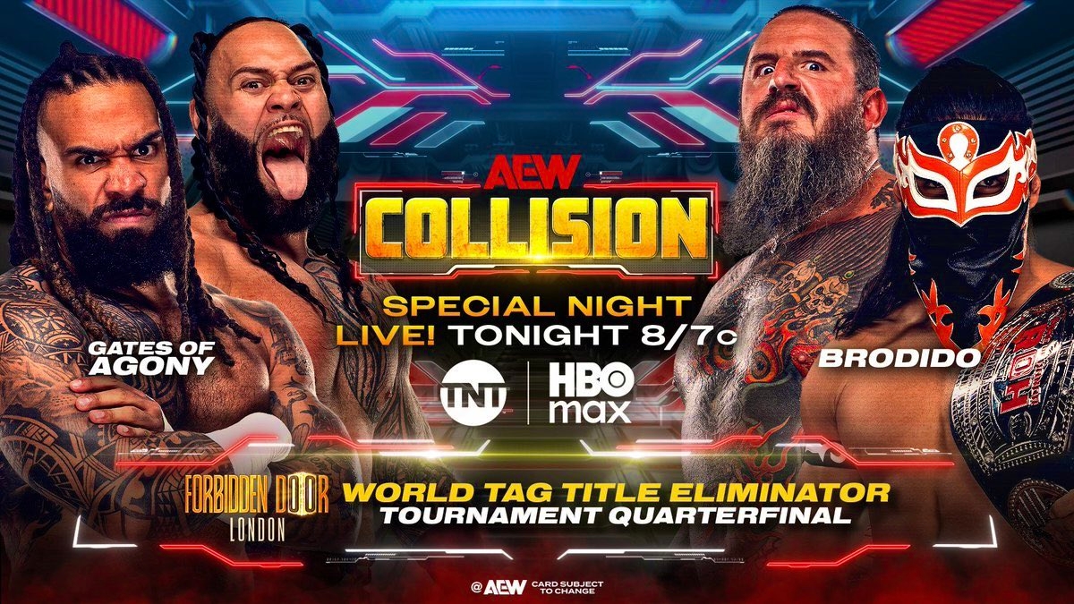 ⛧ on X: "Gates Of Agony vs Brodido AEW: Collision (2025) 7700 Rating: **** Great tag-team wrestling. Bandido & Brody are among the best in the company and the GOA are very