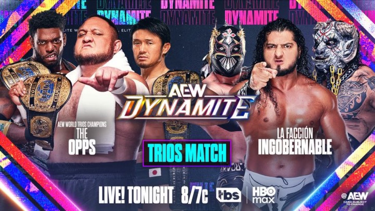 WrestlePurists on X: "🚨 JUST ANNOUNCED TONIGHT on AEW Dynamite Trios Match  The Opps vs. La Facción Ingobernable SAMOA JOE IS BACK!!! #AEWDynamite  https://t.co/24nYt78azL" / X
