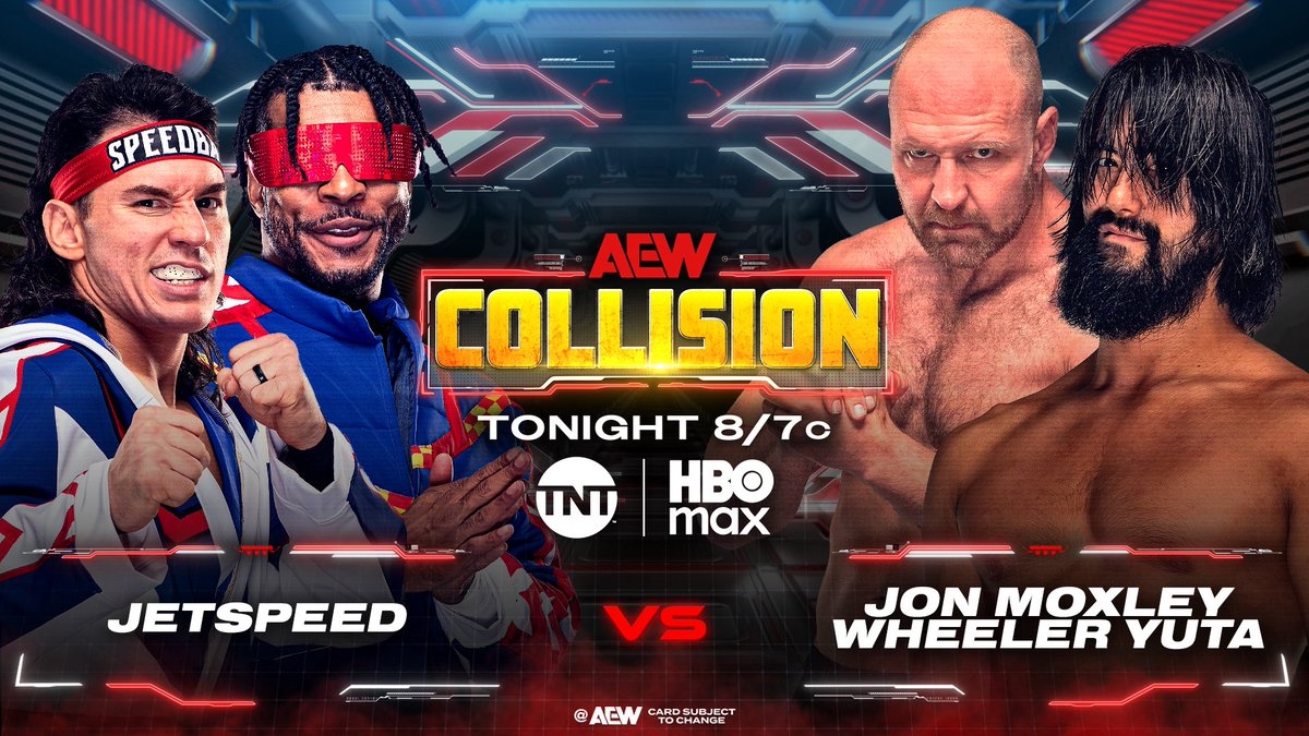 JCバスケス (JC Vazquez) 🇵🇷 🌎 on X: "Match #1: (JetSpeed) "Speedball" Mike Bailey and "The Jet" Kevin Knight vs (Death Riders) Jon Moxley and Wheeler Yuta #AEWCollision #AEWonTNT #AEWonHBOMax https://t.co/dc5uGRRLHE" / X