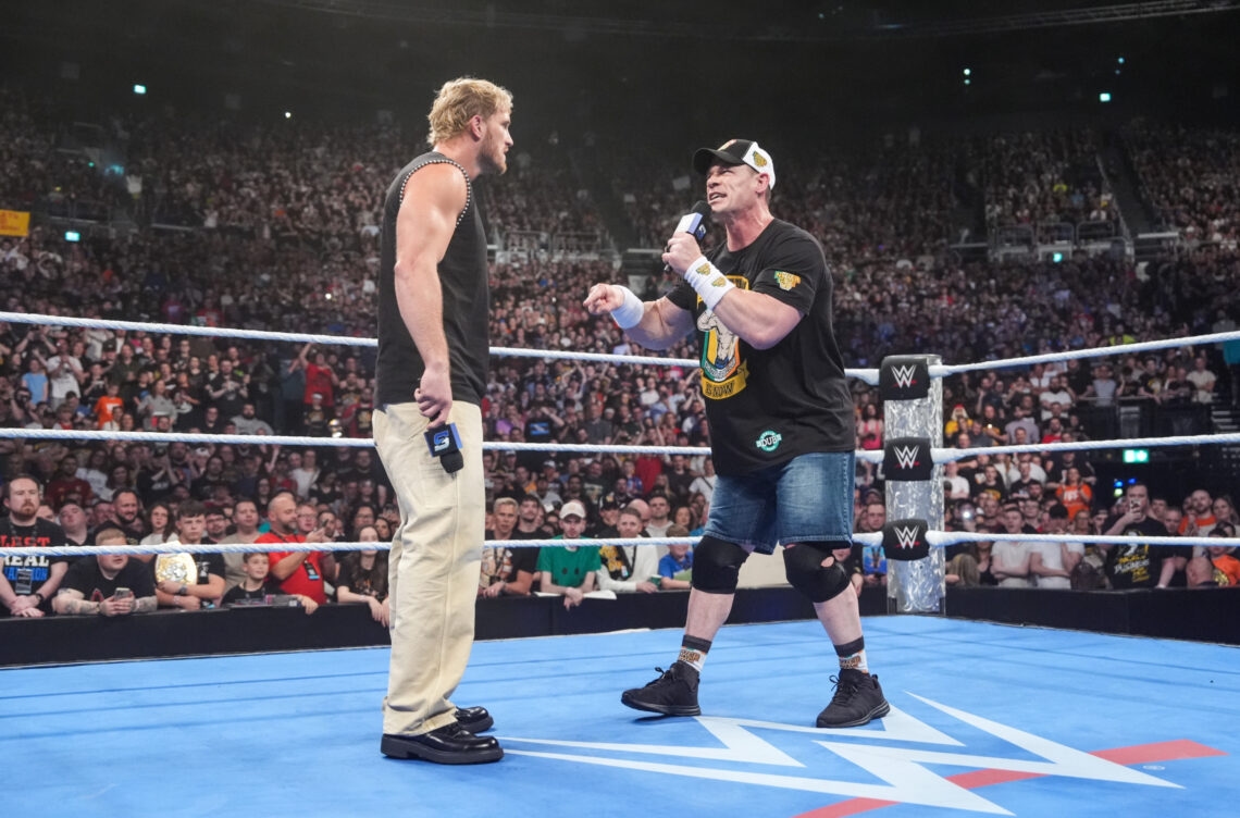 John Cena cutting a promo on Logan Paul on WWE SmackDown