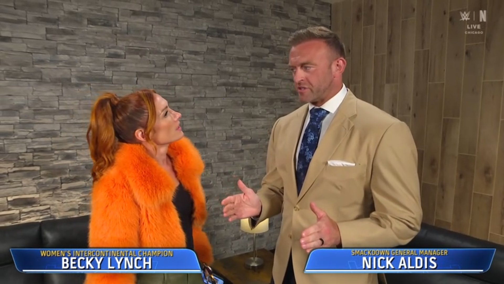 Cory on X: "Becky Lynch and Nick Aldis backstage segment #SmackDown  https://t.co/ql7sLg0QRF" / X