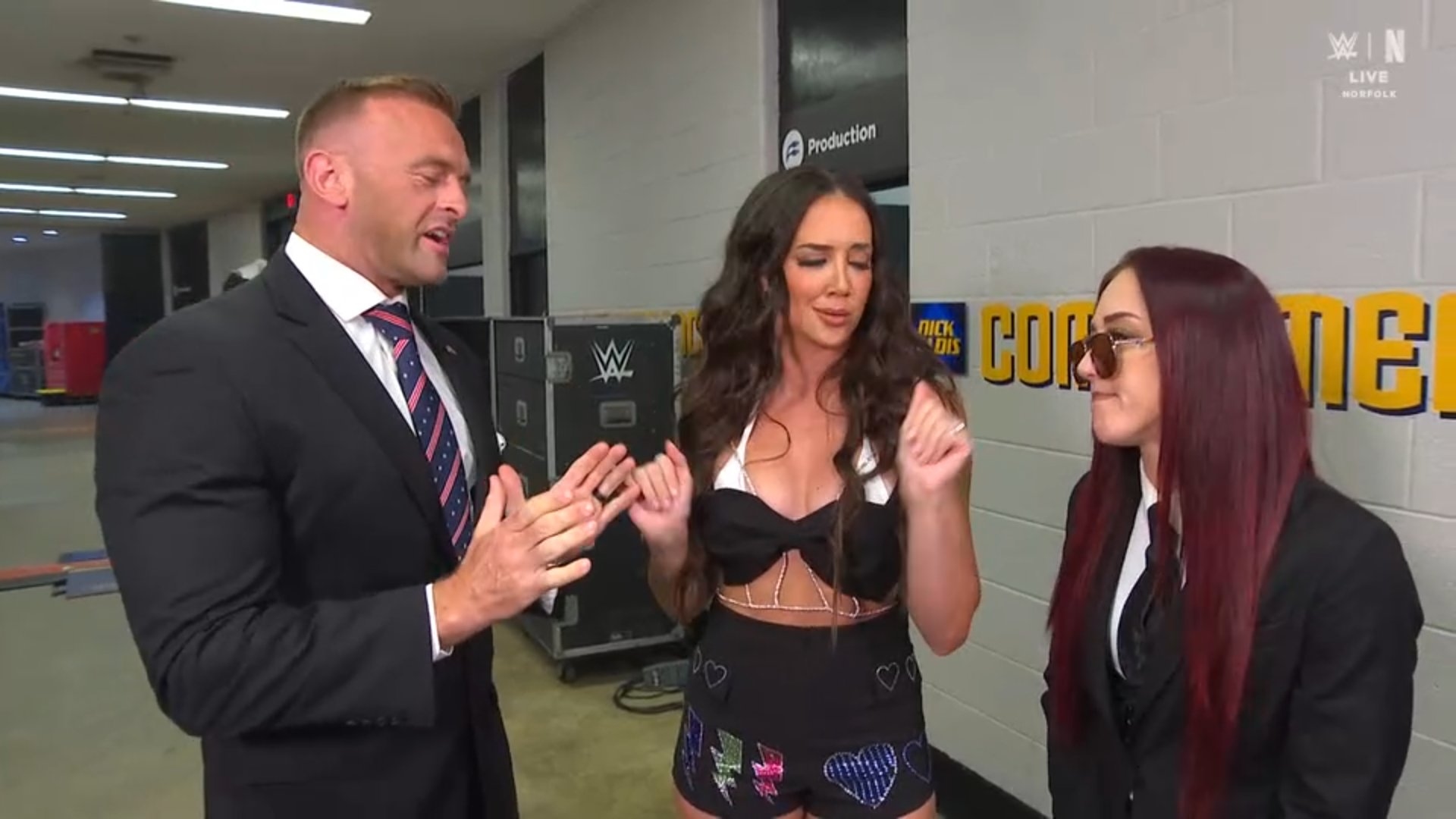 Cory on X: "Nick Aldis backstage segment with Chelsea Green and Alba Fyre #SmackDown https://t.co/3ZRsobbgiB" / X