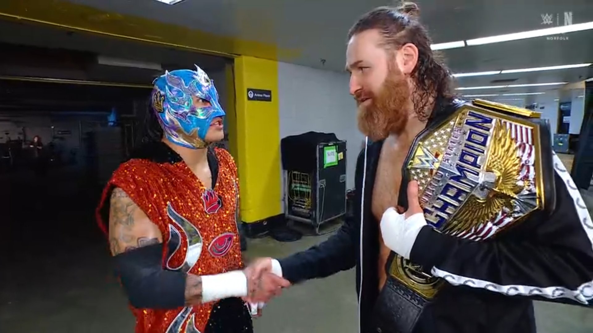 Cory on X: "Rey Fenix and Sami Zayn backstage segment #SmackDown https://t.co/k2iGg0dSFj" / X