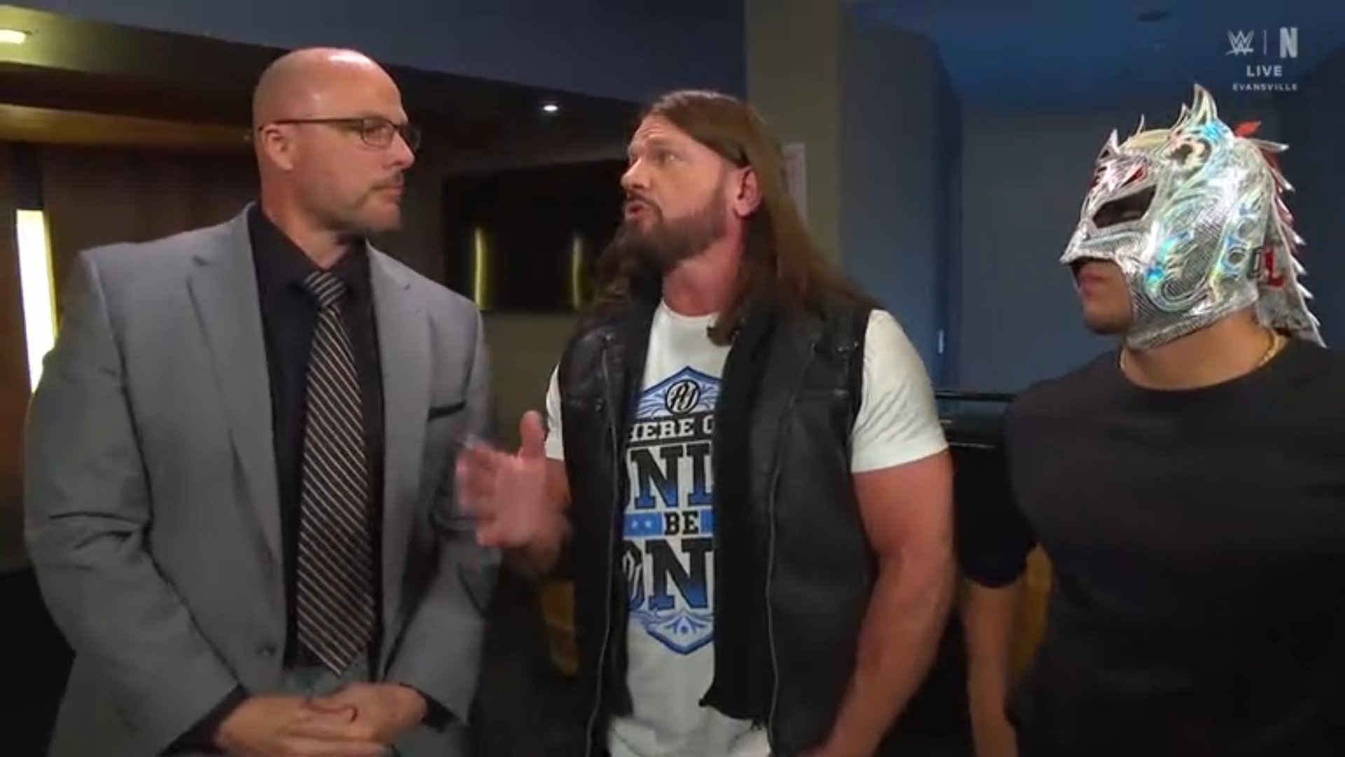 Cory on X: "Adam Pearce backstage segment with AJ Styles and Dragon Lee  #WWERAW https://t.co/cfjLe7dOpd" / X