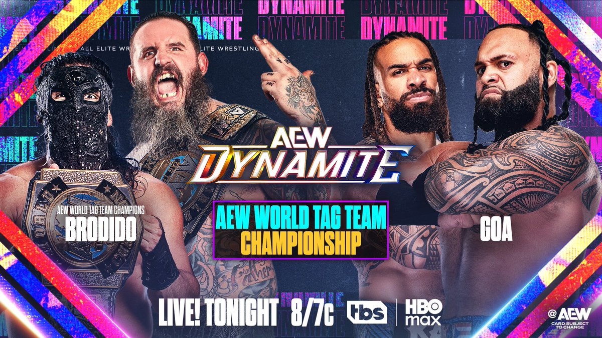 Brodido will defend the AEW World Tag Team Championships against GOA