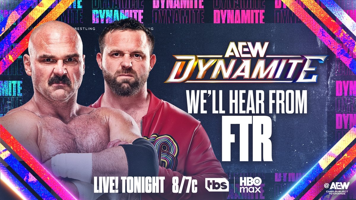 All Elite Wrestling on X: "#AEWDynamite LIVE, 8ET/7CT on TBS + HBO Max  TONIGHT! We'll Hear From FTR At #AEWAllOut @DaxFTR + @CashWheelerFTR spike  piledrove Beth Copeland while her husband @RatedRCope was