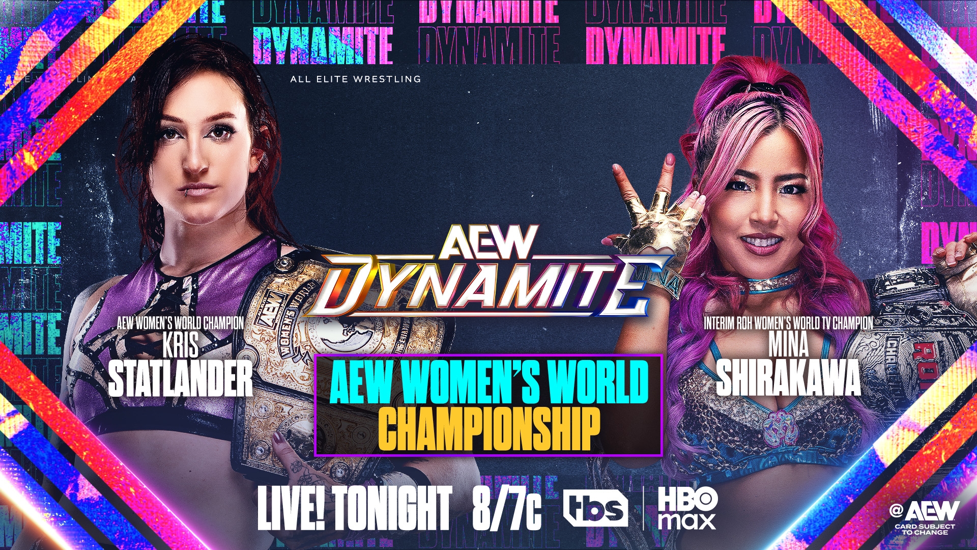 Fightful Wrestling on X: "Advertised for #AEWDynamite - AEW Women's World  Championship: Kris Statlander (c) vs Mina Shirakawa - Tony Khan has an  important announcement. - Six Man Tag: Don Callis Family (