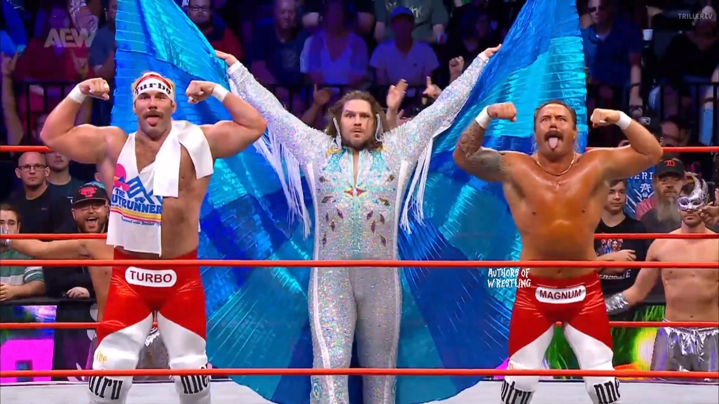 На зображенні може бути: 5 людей та текст «Jurbo emΝEЙ CTRUNNER TURBO ERI 恭 TRp AUTHIORS OF WRESTLING MAGNUM»