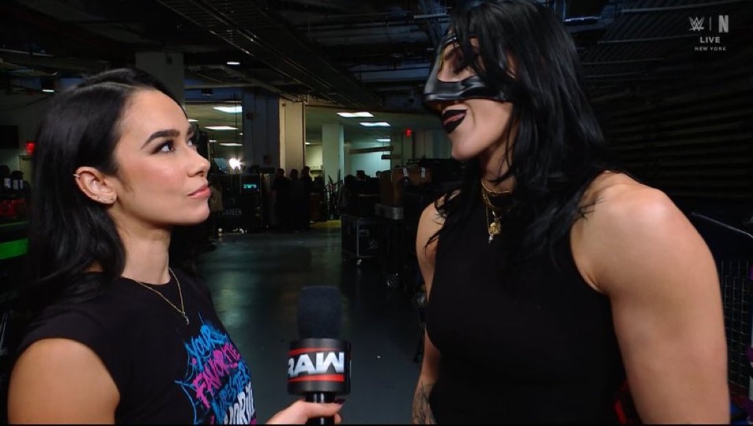 AJ Lee meets Rhea Ripley. #WWERAW