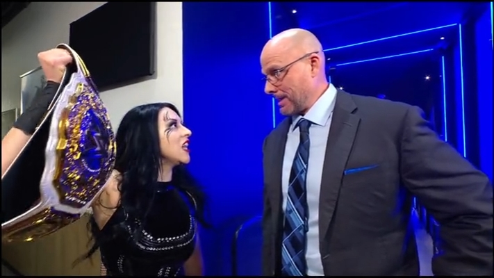 Adam Pearce backstage segment with Stephanie Vaquer. Stephanie Vaquer vs  Raquel Rodriguez for the Women's World Championship next week in a  Philadelphia Street Fight! #WWERAW