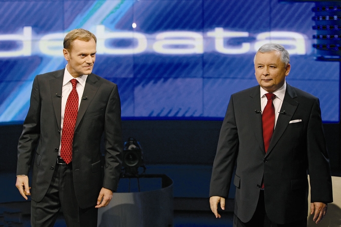 Premier i prezes przed wyborczym starciem | Donald Tusk, Jarosław Kaczyński.  Ostatni taki pojedynek - Polityka.pl