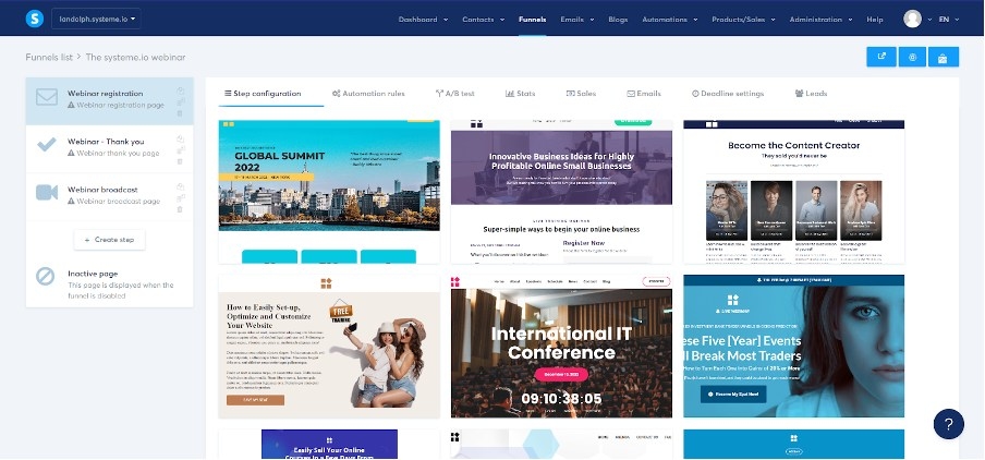 Воронка вебінару Systeme.io