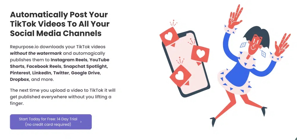 Repurpose.io для Tiktokers.