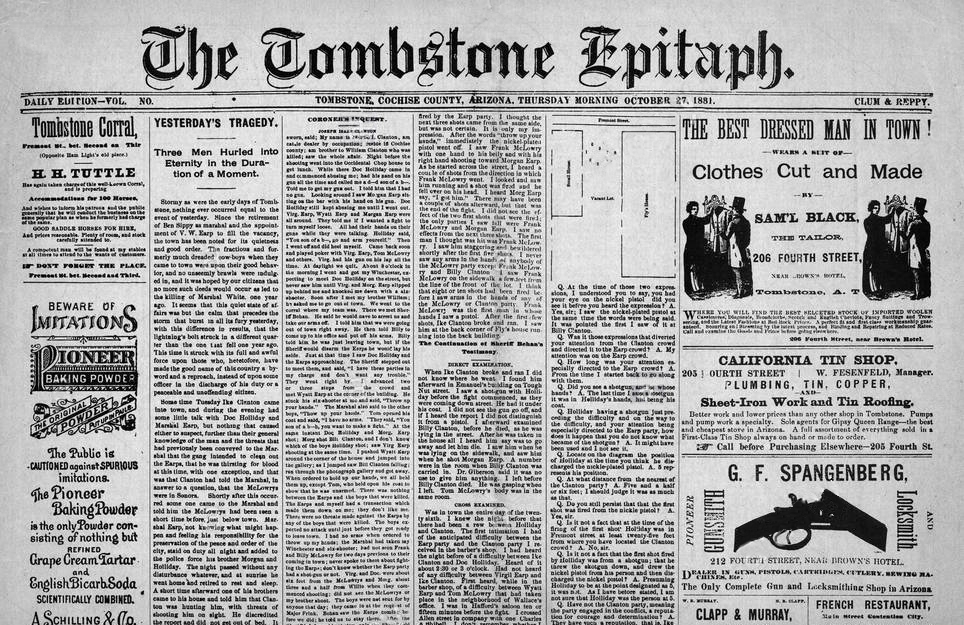 The Tombstone Epitaph Newspaper and Museum (Tombstone AZ): Home