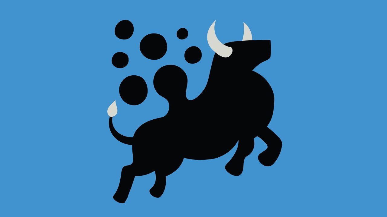 Illustration of a bull turning into bubbles